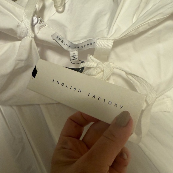 English Factory Women's Woven Ruffle Mini Poplin Dress, White, Medium M  NWT - Picture 7 of 8